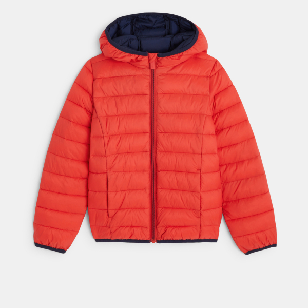 جاكيت منفوخ خفيف ودافئ باللون الأحمر للفتيان